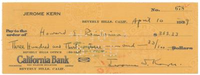 Lot #875 Jerome Kern Signed Check - Image 1