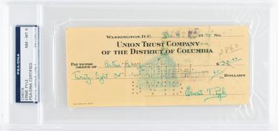 Lot #600 Ernie Pyle Signed Check - Image 1