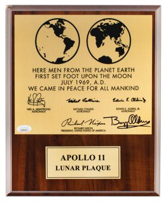 Lot #641 Buzz Aldrin Signed Replica Lunar Plaque - Image 1