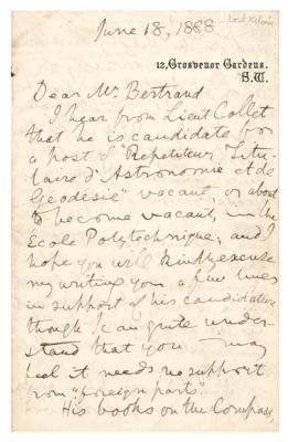 Lot #484 William Thomson, 1st Baron Kelvin Autograph Letter Signed