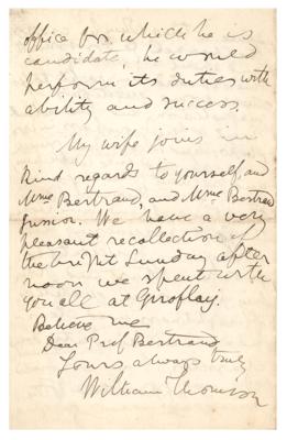 Lot #484 William Thomson, 1st Baron Kelvin Autograph Letter Signed - Image 4