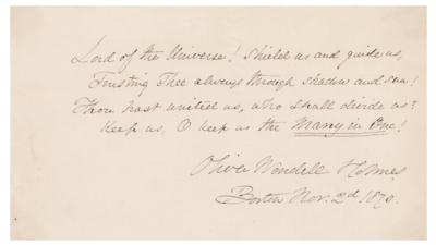 Lot #812 Oliver Wendell Holmes, Sr. Autograph Quotation Signed - Image 1