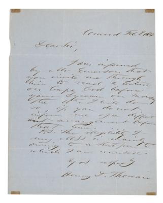 Lot #793 Henry David Thoreau Autograph Letter Signed