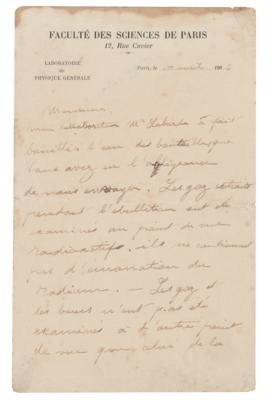 Lot #296 Pierre Curie Autograph Letter Signed - Image 1