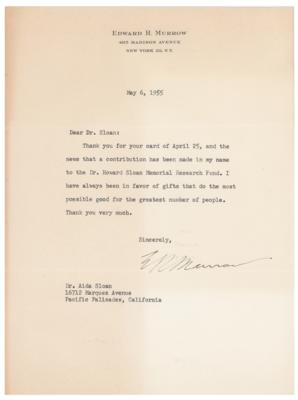 Lot #1007 Edward R. Murrow Typed Letter Signed
