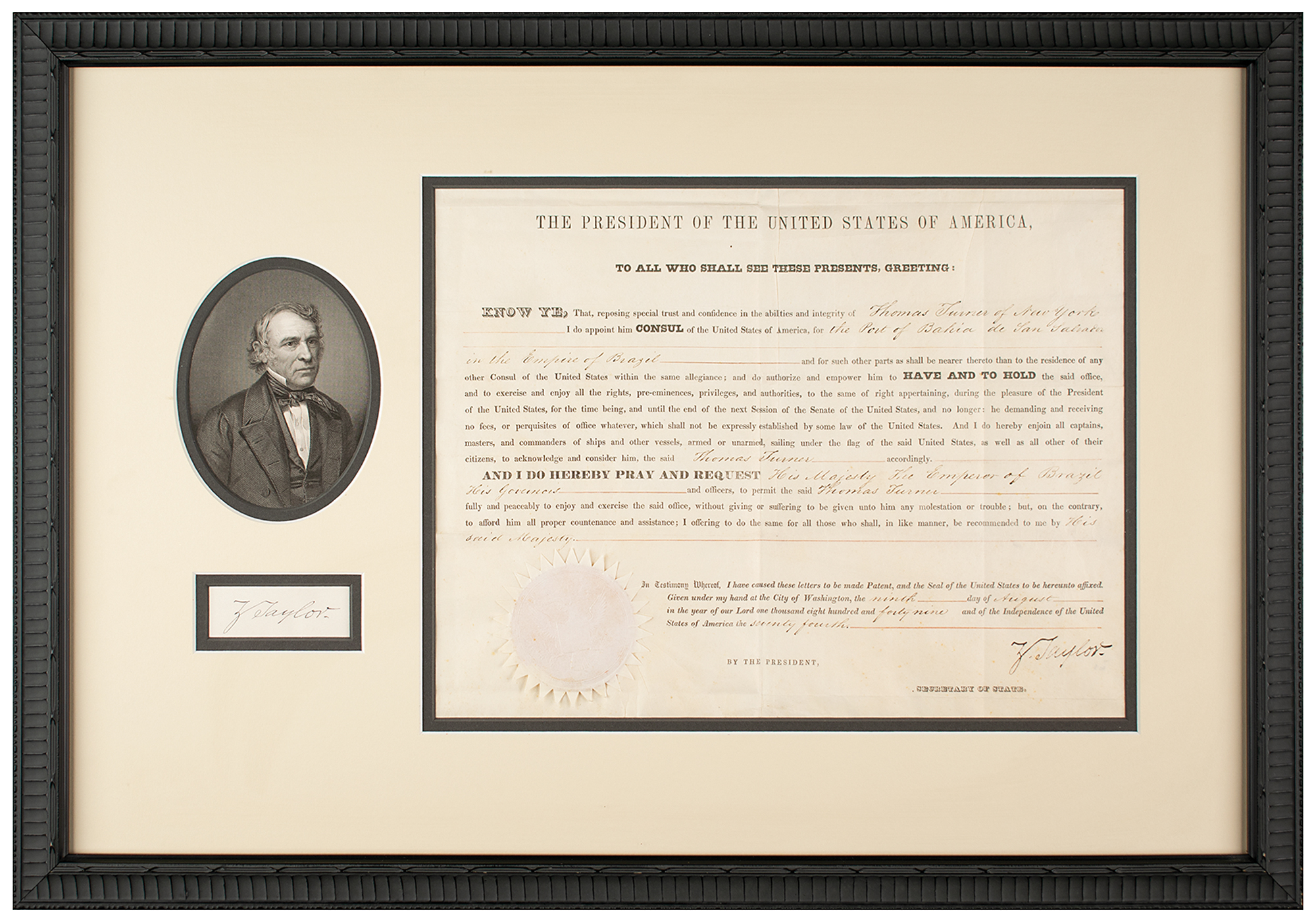 Lot #31 Zachary Taylor Document Signed as President
