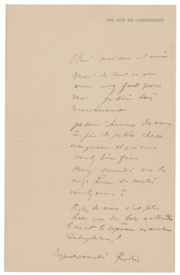 Lot #719 Auguste Rodin Autograph Letter Signed - Image 1