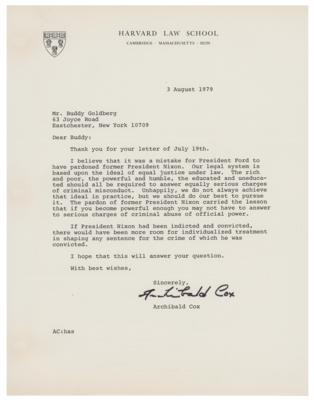Lot #357 Archibald Cox Typed Letter Signed