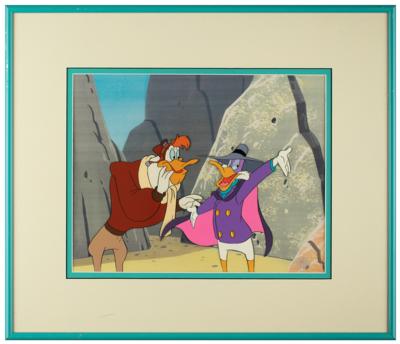Lot #751 Darkwing Duck and Launchpad McQuack production cel from Darkwing Duck