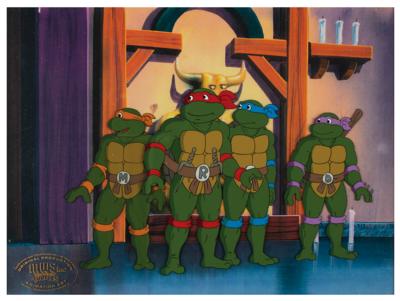 Lot #777 Leonardo, Raphael, Donatello, and Michelangelo production cels from a Teenage Mutant Ninja Turtles cartoon - Image 2