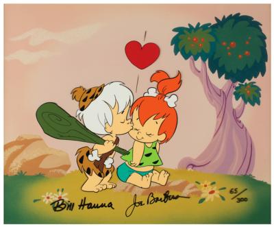 Lot #760 Bill Hanna and Joe Barbera Signed Limited Edition Cel: 'Bamm-Bamm Kisses Pebbles' - Image 2