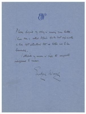 Lot #831 Evelyn Waugh Autograph Letter Signed