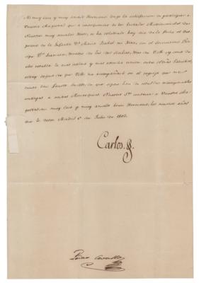 Lot #425 King Charles IV of Spain Letter Signed