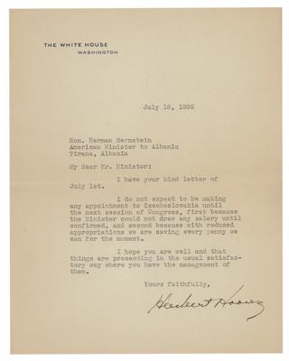 Lot #153 Herbert Hoover Typed Letter Signed as