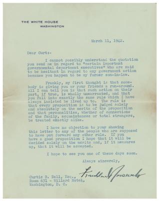 Lot #206 Franklin D. Roosevelt Typed Letter Signed