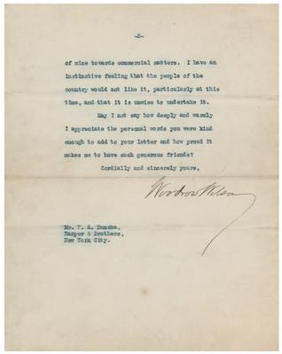 Lot #231 Woodrow Wilson Typed Letter Signed as President - Image 2