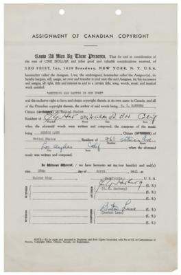 Lot #873 E. Y. Harburg and Burton Lane Document Signed - Image 1