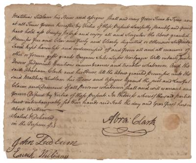 Lot #242 Abraham Clark Document Signed