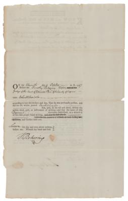 Lot #457 Timothy Pickering Document Signed - Image 1