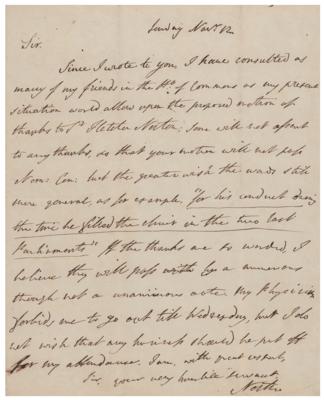 Lot #454 Frederick North, Lord North Autograph Letter Signed - Image 1