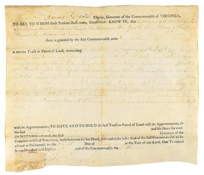 Lot #467 Edmund Randolph Document Signed