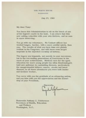 Lot #160 Lyndon B. Johnson Typed Letter Signed as President