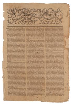 Lot #599 The Providence Gazette and Country Journal (September 27, 1783)