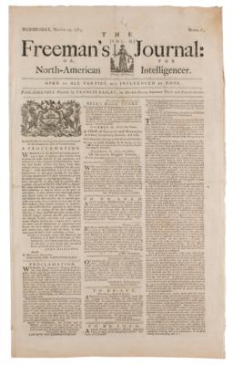 Lot #548 The Freeman's Journal or North-American Intelligencer (March 19, 1783)