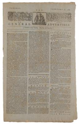 Lot #587 The Pennsylvania Packet or the General Advertiser (February 22, 1780) - Image 1