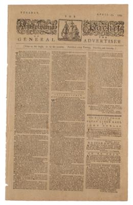 Lot #581 The Pennsylvania Packet or the General Advertiser (April 27, 1779) - Image 1