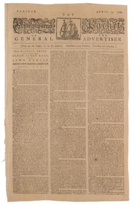 Lot #579 The Pennsylvania Packet or the General Advertiser (April 13, 1779)