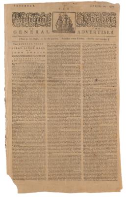 Lot #578 The Pennsylvania Packet or the General Advertiser (April 10, 1779) - Image 1