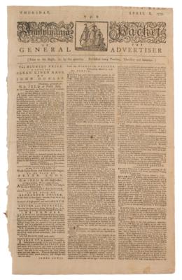 Lot #582 The Pennsylvania Packet or the General Advertiser (April 8, 1779) - Image 1