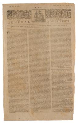 Lot #594 The Pennsylvania Packet or the General Advertiser (March 30, 1779)