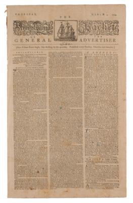 Lot #595 The Pennsylvania Packet or the General Advertiser (March 4, 1779)