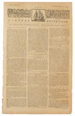 Lot #590 The Pennsylvania Packet or the General Advertiser (January 12, 1779) - Image 1