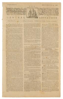 Lot #585 The Pennsylvania Packet or the General Advertiser (December 29, 1778) - Image 1