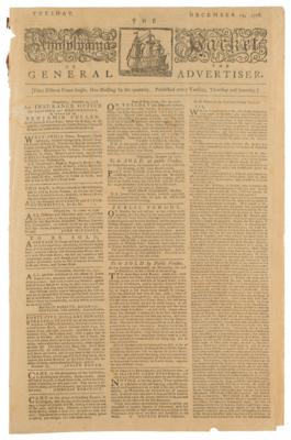 Lot #584 The Pennsylvania Packet or the General Advertiser (December 15, 1778) - Image 1