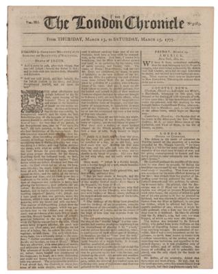 Lot #562 The London Chronicle (March 13-15, 1777)