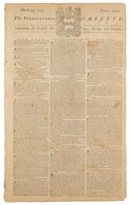 Lot #576 The Pennsylvania Gazette (March 29, 1775)