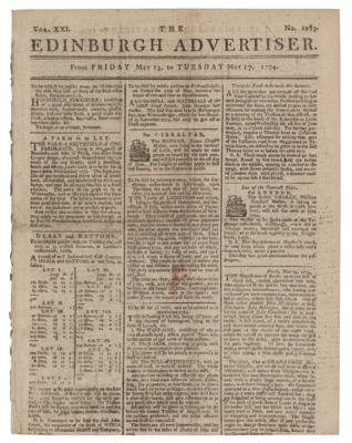 Lot #539 The Edinburgh Advertiser (May 13-17, 1774)