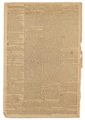 Lot #567 The Massachusetts Spy, A Weekly, Political, and Commercial Paper (April 4, 1771) - Image 3