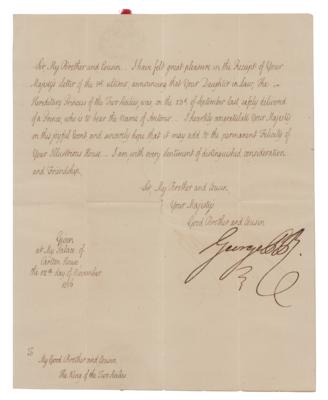 Lot #429 King George IV Letter Signed to King of the Two Sicilies