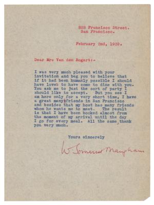 Lot #823 W. Somerset Maugham Typed Letter Signed