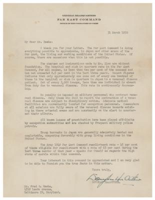 Lot #519 Douglas MacArthur Typed Letter Signed on Venereal Disease