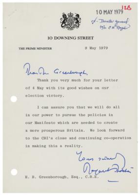Lot #483 Margaret Thatcher Typed Letter Signed