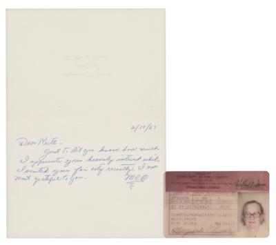 Lot #332 Marguerite Oswald Driver's License and Autograph Letter Signed