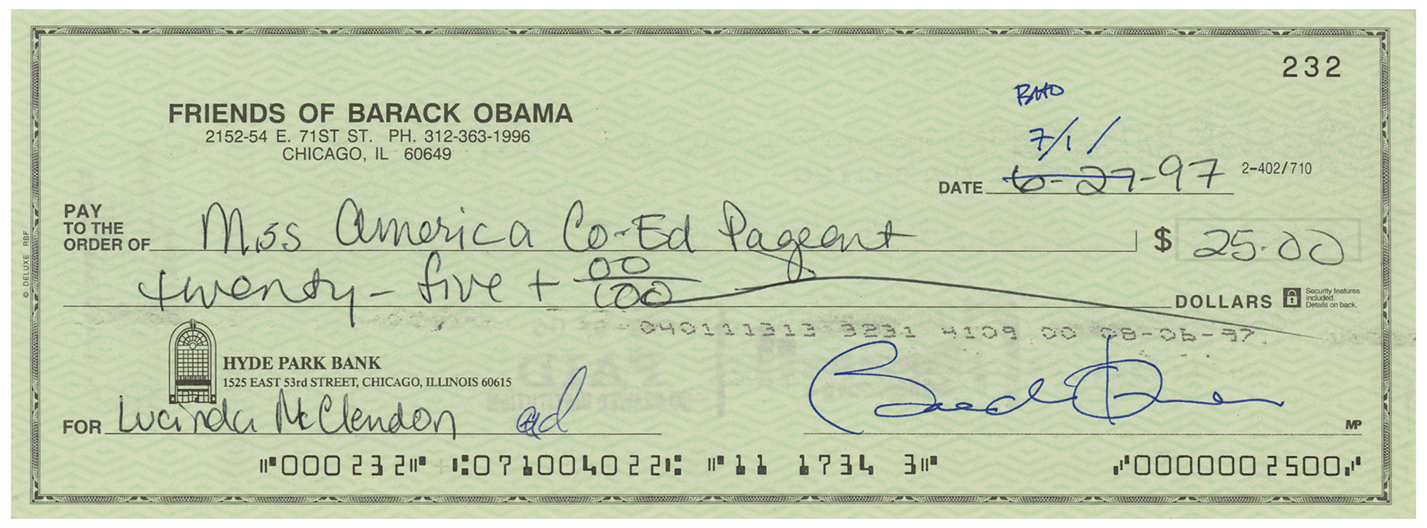 Lot #78 Barack Obama Signed Check