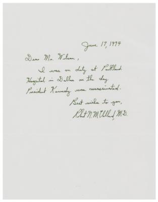 Lot #418 Kennedy Assassination: Dr. Robert McClelland Autograph Letter Signed - Image 1