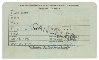 Lot #967 Frank Capra's Personal Passport - Image 2